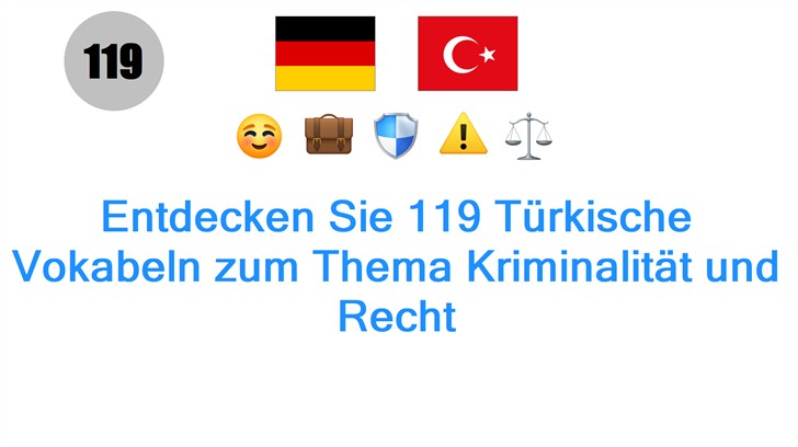 Entdecken Sie 119 Türkische Vokabeln zum Thema Kriminalität und Recht